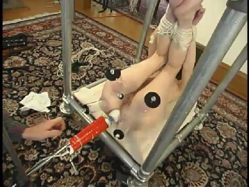 Vacuum torture tied girl